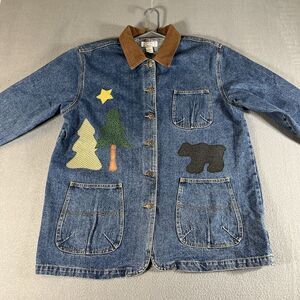 Vintage Log Cabin Creations Barn Jacket Denim Patch Work Christmas XL Oversized